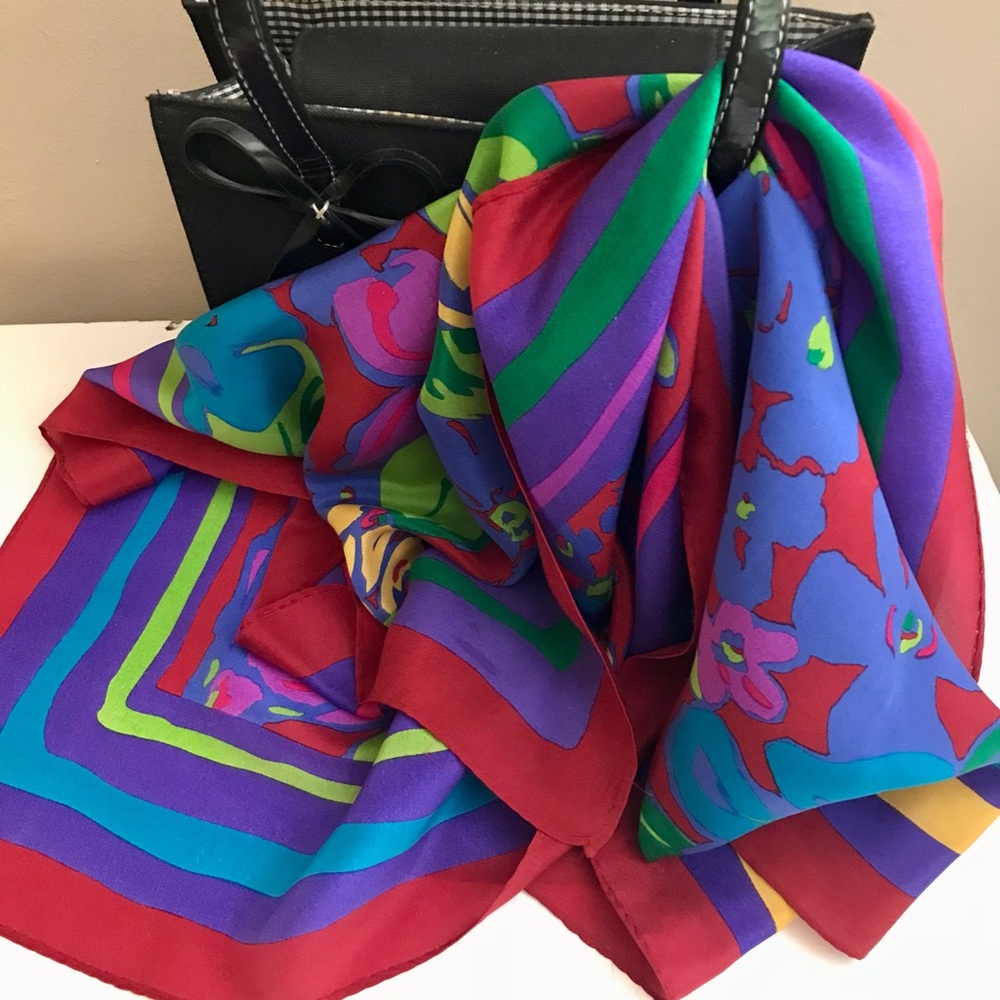 LIZ CLAIBORNE, Bold, vibrant floral silk scarf